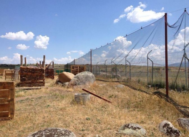campo de gotcha con cajas y vallas